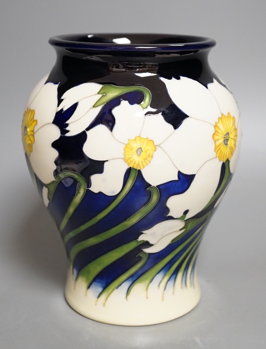 A Moorcroft 'spring breeze' trial vase, 29.1.15, 18cms high.